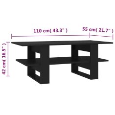 Vidaxl Konferenčný stolík čierny 110x55x42 cm drevotrieska