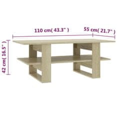 Vidaxl Konferenčný stolík farba dubu sonoma 110x55x42 cm drevotrieska