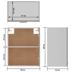Vidaxl Závesná skrinka, betónovo sivá 50x31x60 cm, drevotrieska