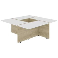 Vidaxl Konferenčný stolík farba dubu sonoma a biela 79,5x79,5x30 cm drevotrieska