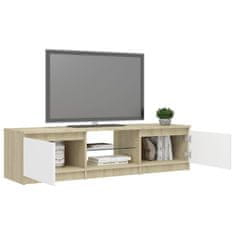 Vidaxl TV skrinka s LED svetlami biela a dub sonoma 140x40x35,5 cm