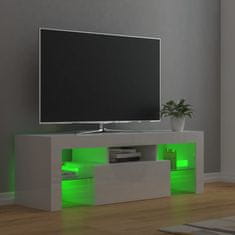 Vidaxl TV skrinka s LED svetlami lesklá biela 120x35x40 cm