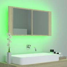 Vidaxl LED kúpeľňová zrkadlová skrinka dub sonoma 90x12x45 cm