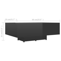 Vidaxl Konferenčný stolík, lesklý čierny 85x55x31 cm, drevotrieska
