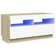 Vidaxl TV skrinka s LED svetlami biela a dub sonoma 80x35x40 cm