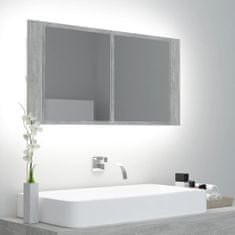 Petromila vidaXL LED kúpeľňová zrkadlová skrinka betónová sivá 90x12x45 cm akryl