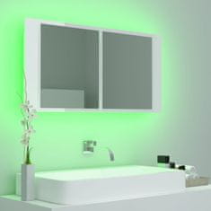 Vidaxl LED kúpeľňová zrkadlová skrinka lesklá biela 90x12x45 cm