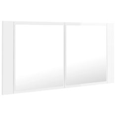 Vidaxl LED kúpeľňová zrkadlová skrinka lesklá biela 90x12x45 cm