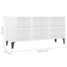 Vidaxl TV stolík nohy z kovu lesklý biely 103,5x30x50 cm