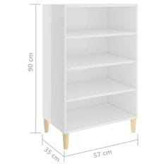 Vidaxl Komoda lesklá biela 57x35x90 cm drevotrieska