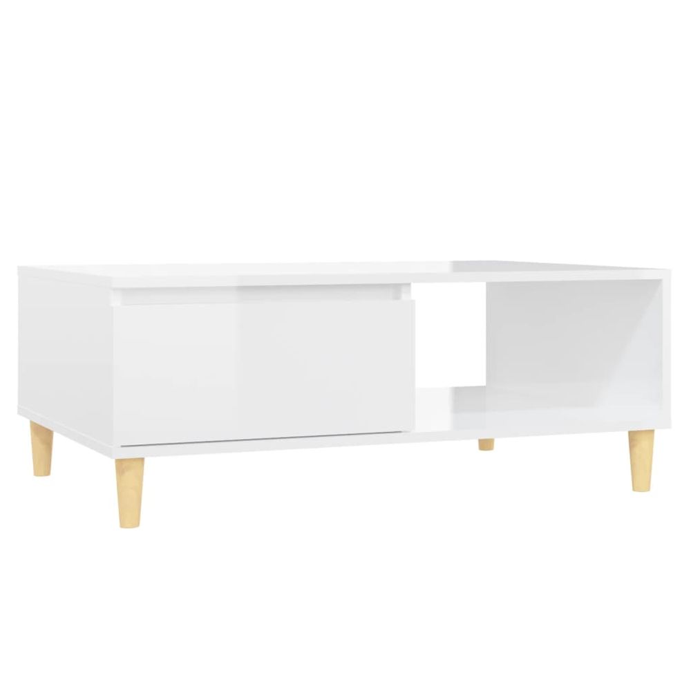 Vidaxl Konferenčný stolík, lesklý biely 90x60x35 cm, kompozitné drevo
