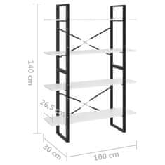 Petromila vidaXL Knižnica so 4 policami, biela 100x30x140 cm, kompozitné drevo