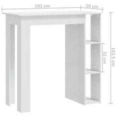 Petromila vidaXL Barový stôl+polica lesklý biely 102x50x103,5cm kompozitné drevo