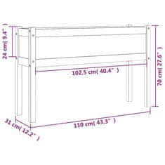 Vidaxl Záhradný kvetináč 110x31x70 cm borovicový masív