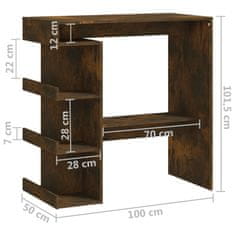 Petromila vidaXL Barový stôl+regál, tmavý dub 100x50x101,5 cm, kompozitné drevo