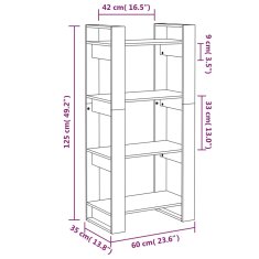 Vidaxl Knižnica/deliaca stena medová 60x35x125 cm masívna borovica