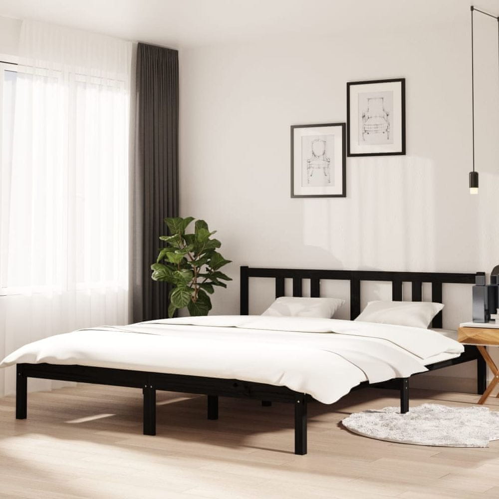 Vidaxl Rám postele, čierny, masívne drevo, 160 x 200 cm