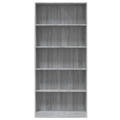Vidaxl 5-poschodová knižnica sivá sonoma 80x24x175 cm spracované drevo