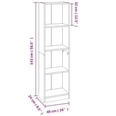 Vidaxl 4-poschodová knižnica hnedý dub 40x24x143 cm spracované drevo