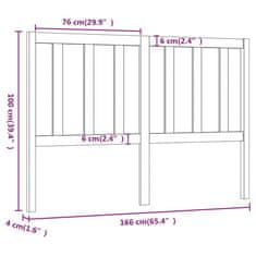 Vidaxl Čelo postele, medovo hnedá 166x4x100 cm, masívne borovicové drevo