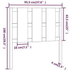 Vidaxl Čelo postele sivé 95,5x4x100 cm masívna borovica