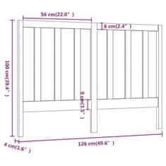 Vidaxl Čelo postele čierne 126x4x100 cm masívna borovica