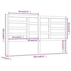 Vidaxl Čelo postele biele 206x4x104 cm masívna borovica