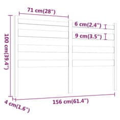 Vidaxl Čelo postele, biele, 156x4x100 cm, masívne borovicové drevo