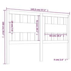 Vidaxl Čelo postele biele 145,5x4x100 cm masívna borovica