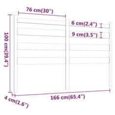 Vidaxl Čelo postele, medovo hnedá 166x4x100 cm, masívne borovicové drevo