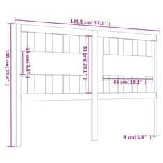 Vidaxl Čelo postele čierne 145,5x4x100 cm masívna borovica