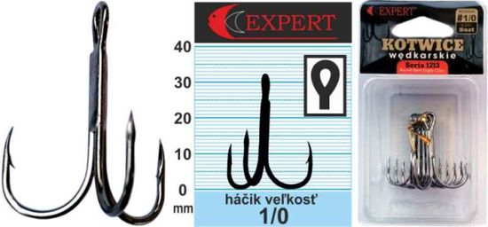 Expert Trojháčiky čierny, č. 1/0 v balení: 6ks