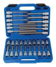 SATRA Zástrčné hlavice TORX 1/2", štandardné, predĺžené a extra dlhé, T20 - T70, sada 32 ks