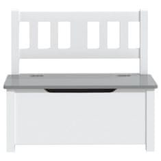 Vidaxl Detská úložná lavica biela a šedá 60x30x55 cm MDF