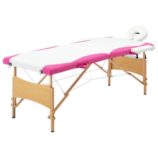 Petromila vidaXL Skladací masážny stôl, 2 zóny, drevo, bielo ružový