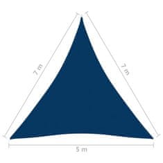 Vidaxl Tieniaca plachta oxfordská látka trojuholníková 5x7x7 m modrá