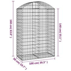 Vidaxl Oblúkový gabionový kôš 100x50x140/160 cm pozinkované železo