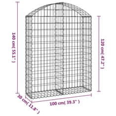 Vidaxl Oblúkový gabionový kôš 100x30x120/140cm pozinkované železo