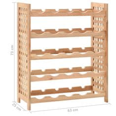 Vidaxl Stojan na víno na 25 fliaš, orechový masív 63x25x73 cm