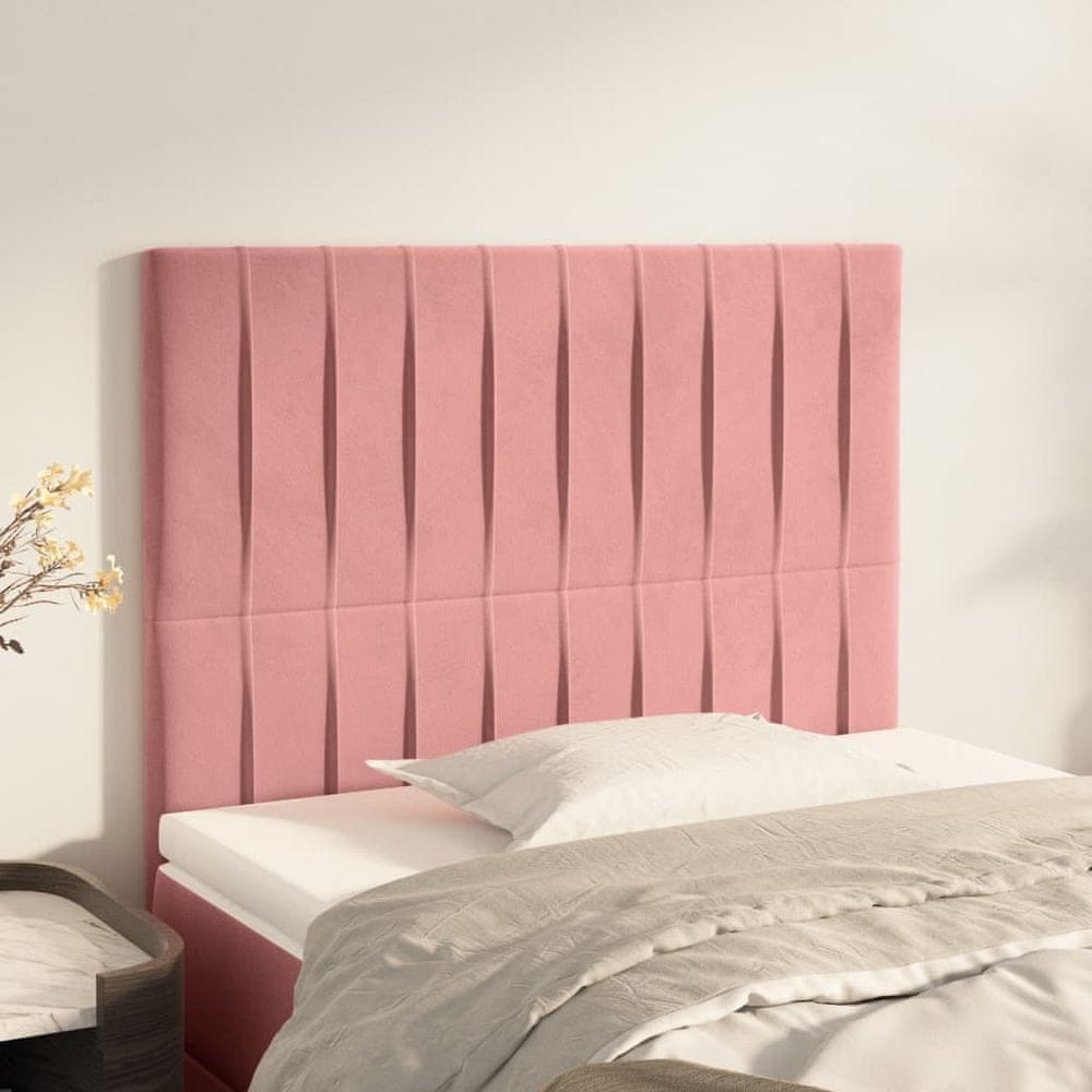 Vidaxl Čelá postele 2 ks ružové 80x5x78/88 cm zamat