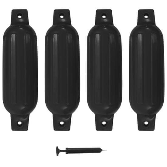 Vidaxl Lodný nárazník 4 ks, čierny 41x11,5 cm, PVC