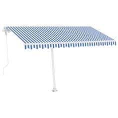 Vidaxl Automatická markíza, LED a senzor vetra 400x300 cm, modrá/biela