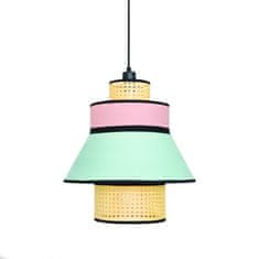 ACA ACA Lighting závesné svietidlo 1XE27 JAPAN ružová/mentolová textil plus ratan D42XH190CM TF20881P