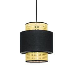 ACA ACA Lighting závesné svietidlo 1XE27 NISYROS čierna textil plus ratan D30XH150CM TF20831PB