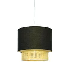 ACA ACA Lighting závesné svietidlo 2XE27 NISYROS čierna textil plus ratan D40xH150CM TF20832PB