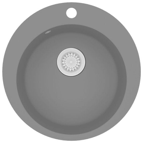 Vidaxl Granitový kuchynský drez s jednou vaničkou, okrúhly