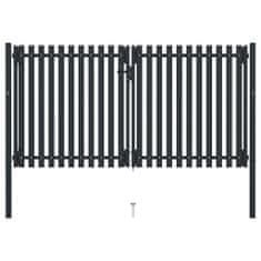 Vidaxl Dvojkrídlová plotová brána, oceľ 306x220 cm, antracitová