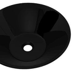 Petromila vidaXL Keramické okrúhle umývadlo, čierne