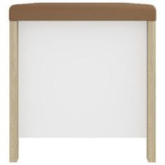 Vidaxl Úložný box s vankúšom dub sonoma a biela 105x40x45 cm drevotrieska