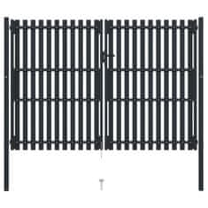 Vidaxl Dvojkrídlová plotová brána, oceľ 306x250 cm, antracitová